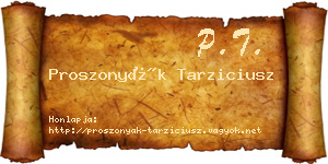 Proszonyák Tarziciusz névjegykártya